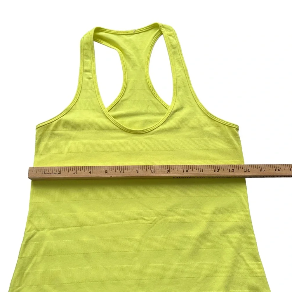 Lululemon Womens Clarity Yellow Cool Racerback Striped Ribbed Racerback Tank Top